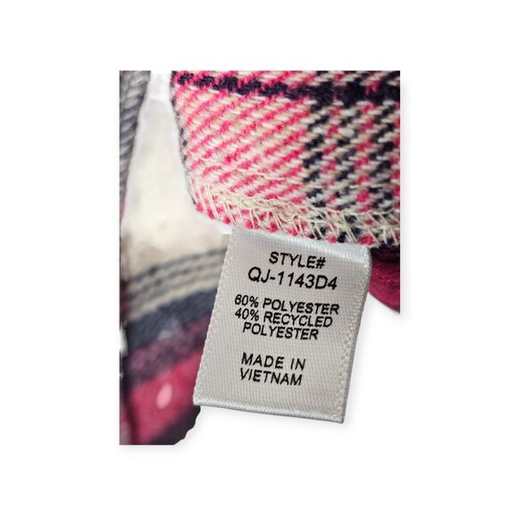 Zenana Pink & Black Plaid Flannel Shirt Size S Button Down Oversized - Picture 8 of 9